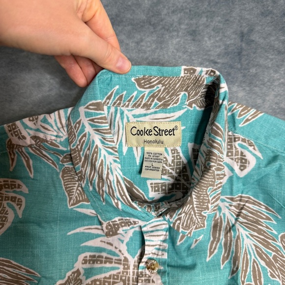 Vintage Cooke Street Shirt Mens Size L Floral Palm Tree Print Hawaiian Beach - Picture 14 of 16